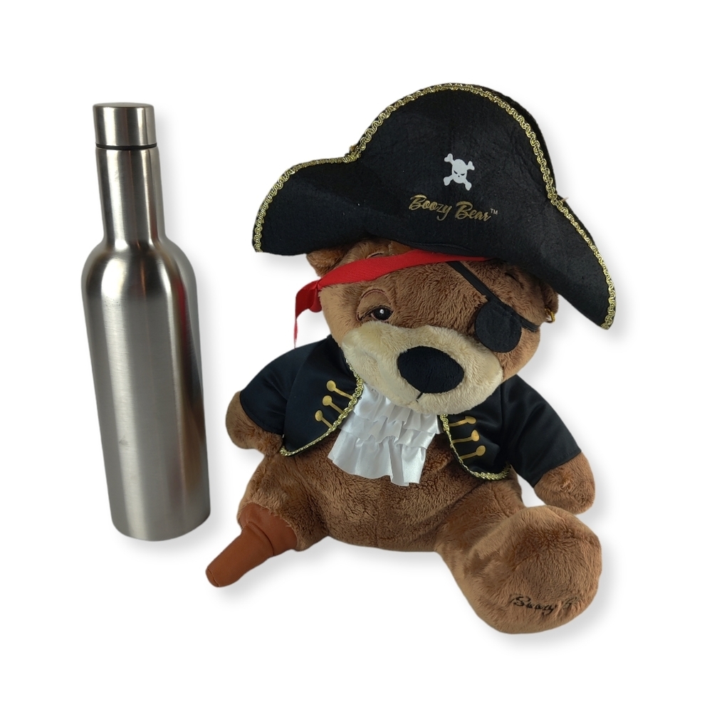 Boozy Bear Pirate Novelty Drinking Party Alcohol Gift Hidden 750ml Bottle Flask